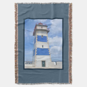 Watercolor lighthouse throw blanket