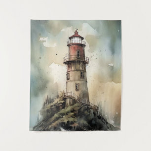 Watercolor Lighthouse Wall Art Tapestry Decor