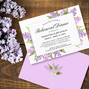 Watercolor Lilac Bouquet Wedding Rehearsal Dinner Invitation