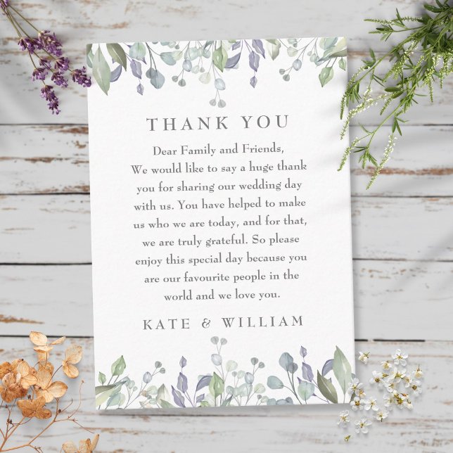 Watercolor Lilac Floral Wedding Thank You Place Card (Creator Uploaded)