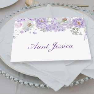 Watercolor Lilac Flowers Flat Place Card