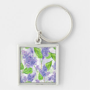 Watercolor lilac flowers key ring