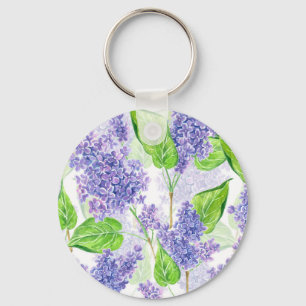 Watercolor lilac flowers key ring