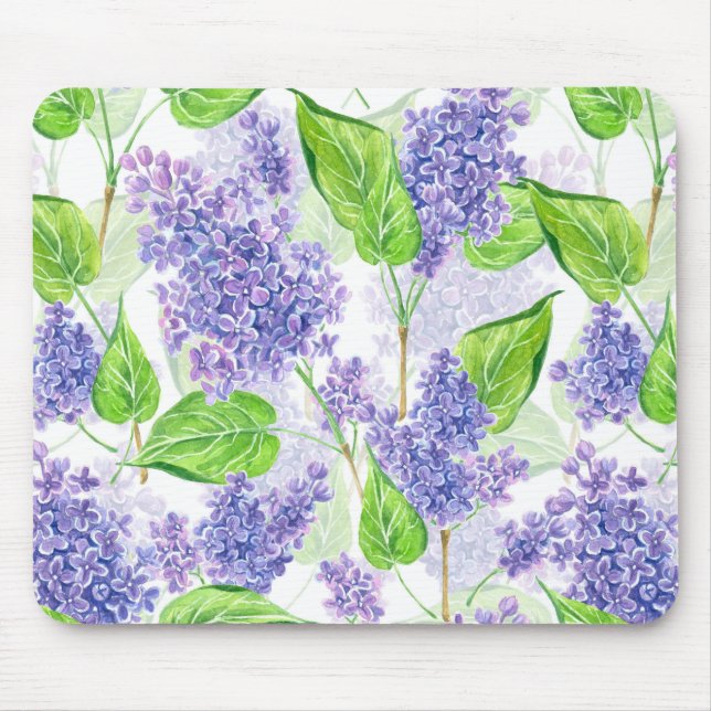 Watercolor lilac flowers mouse pad (Front)