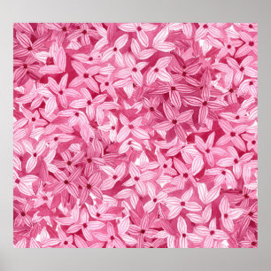 Watercolor lilac flowers: pink floral background poster