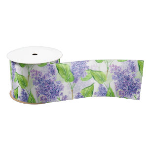 Watercolor lilac flowers satin ribbon
