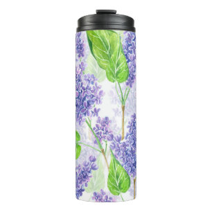 Watercolor lilac flowers thermal tumbler