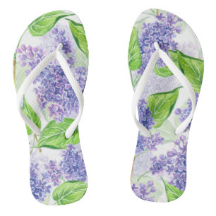 Watercolor lilac flowers thongs