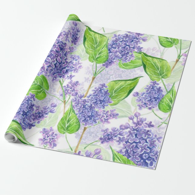 Watercolor lilac flowers wrapping paper (Unrolled)