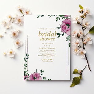 Watercolor lilac green gold floral Bridal Shower Invitation