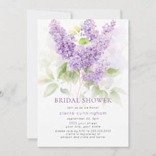 Watercolor Lilac Purple Floral Bridal Shower Invitation