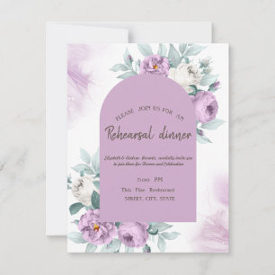 Watercolor Lilac Roses Dots Rehearsal Dinner Invitation