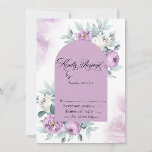 Watercolor Lilac Roses Polka Dots RSVP Invitation