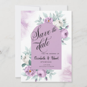 Watercolor Lilac Roses Polka Dots Save The Date