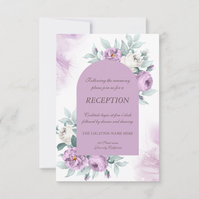 Watercolor Lilac Roses Polka Dots Wedding   Invitation (Front)