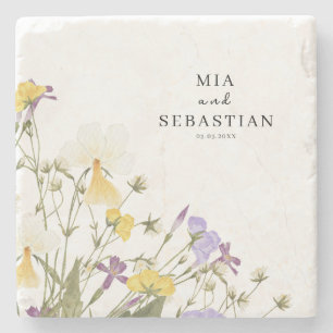 Watercolor Lilac Wedding Stone Coaster
