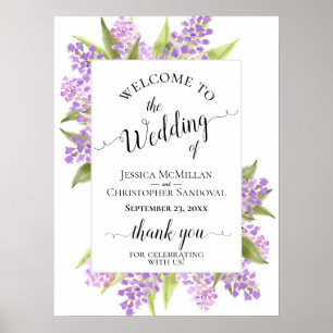 Watercolor Lilacs Elegant Wedding Welcome Sign