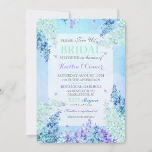 Watercolor Lilacs Lavender Seafoam Green Blue Invitation