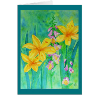 Watercolor lilies and foxglove