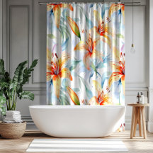 Watercolor Lily Floral Pattern 