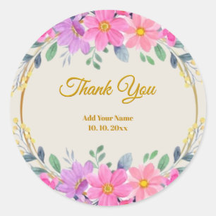 Watercolor Lily Grace Floral Stationery Thank You Classic Round Sticker