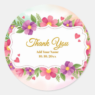 Watercolor Lily Grace Floral Stationery Thank You Classic Round Sticker
