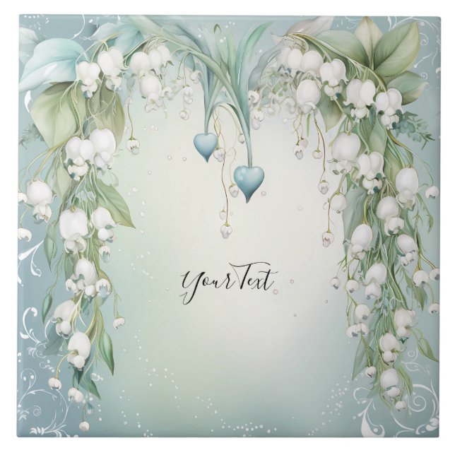 Watercolor Lily of the Valley Ceramic Tile (Front)