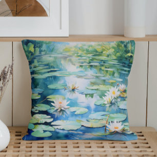 Watercolor Lily Pond Serenity Cushion