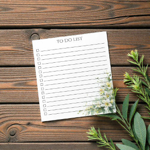 Watercolor Lily To Do List Modern Boho Chic Notepad