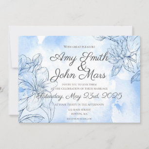 Watercolor Lily's in Blue Invitation