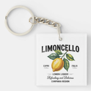Watercolor Limoncello Lemon Liqueur Italy Key Ring