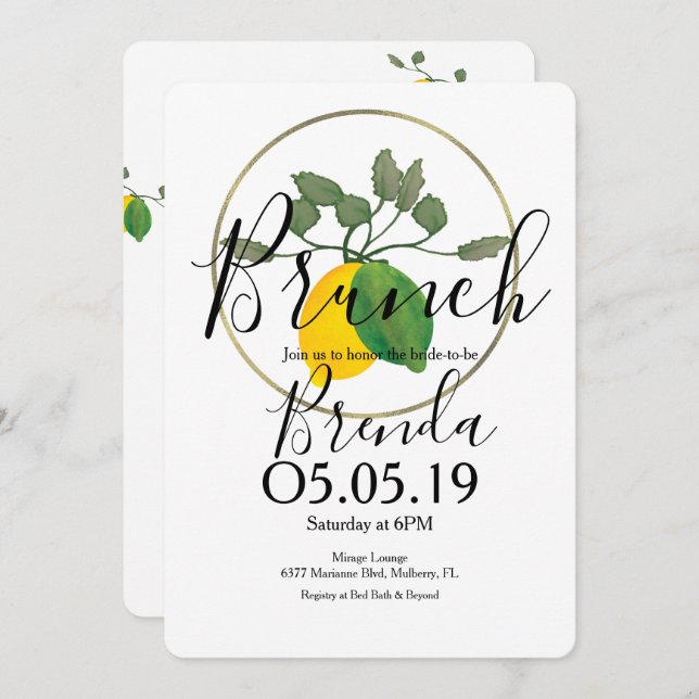 Watercolor Limoncillo Lime Lemon Invitation (Front/Back)