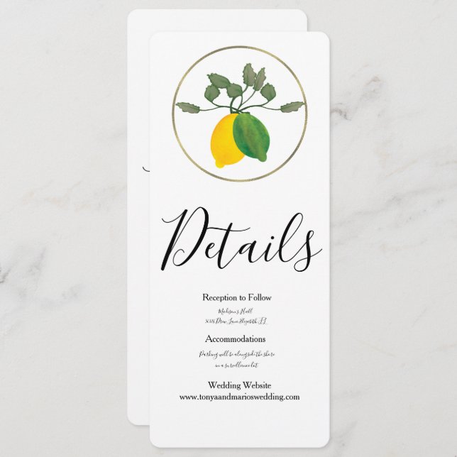 Watercolor Limoncillo Lime Lemon Invitation (Front/Back)