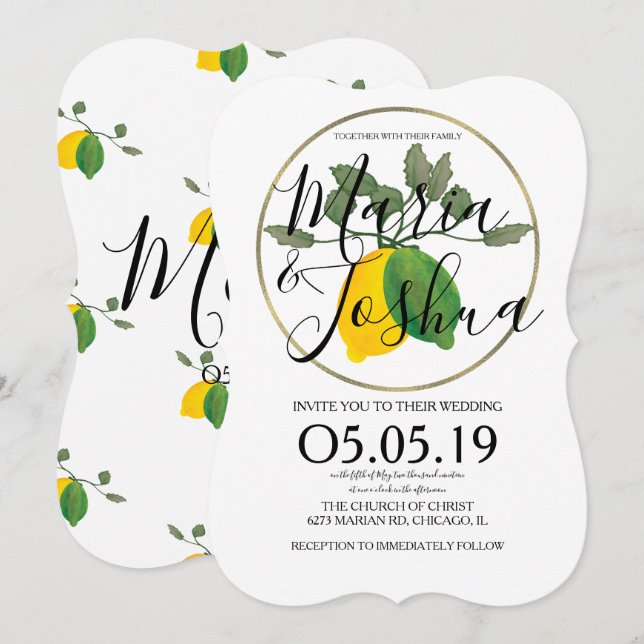Watercolor Limoncillo Lime Lemon Invitation (Front/Back)