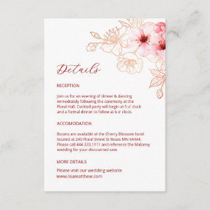 Watercolor Line Art Cherry Blossom Details Enclosure Card