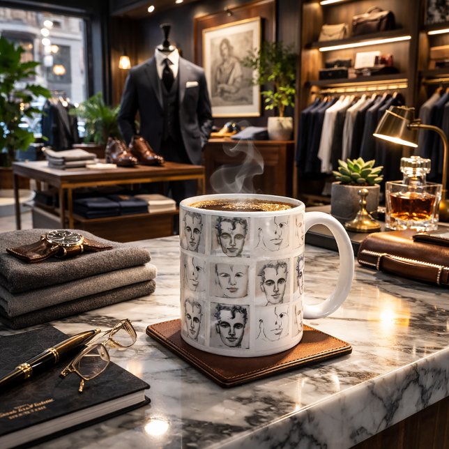 Watercolor line drawing of men coffee mug (Creator Uploaded)