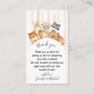 Watercolor Line Forest Baby Animal Thank You Enclosure Card