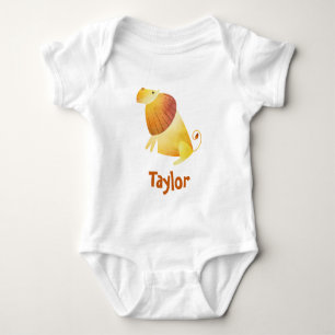 Watercolor Lion Baby Bodysuit