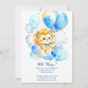 Watercolor Lion Baby Shower Invitation