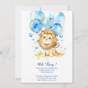 Watercolor Lion Baby Shower Invitation