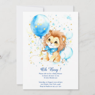 Watercolor Lion Baby Shower Invitation