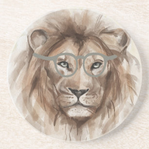 Watercolor Lion Coaster in Beige & Brown