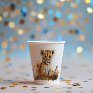 Watercolor Lion King`s Party Paper Cups