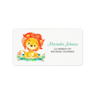 Watercolor Lion Label
