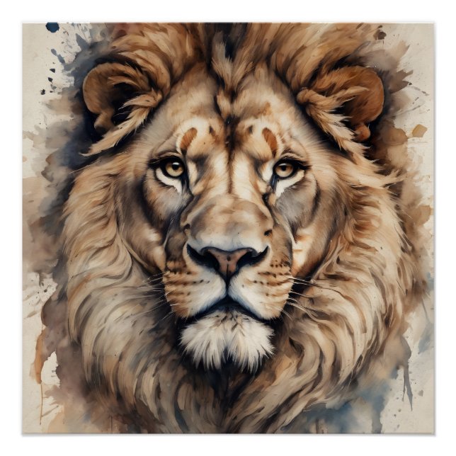 Watercolor Lion no 5 Poster (Front)