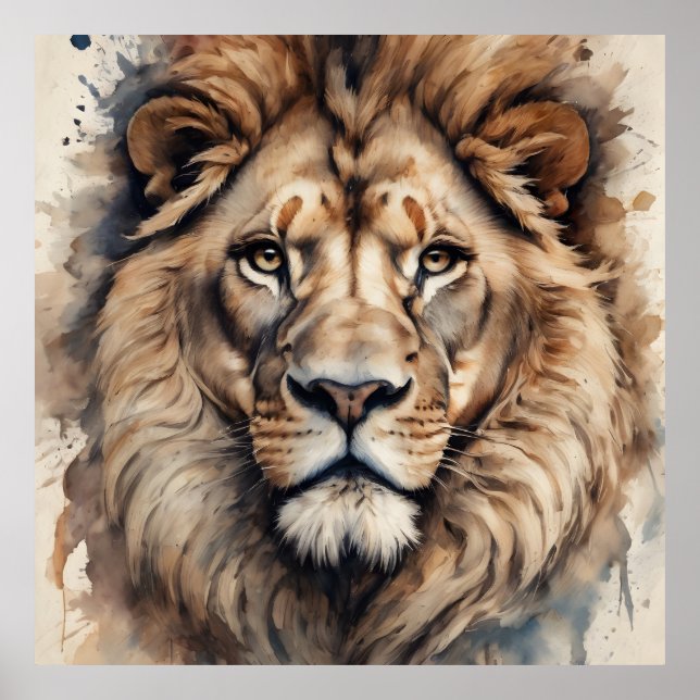 Watercolor Lion no 5 Poster (Front)