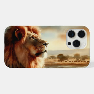 Watercolor Lion on the Savannah iPhone 15 Pro Max Case