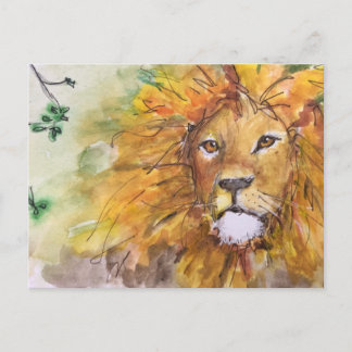 Watercolor Lion Postcard