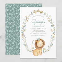 Watercolor Lion Prince Wreath Birthday Party