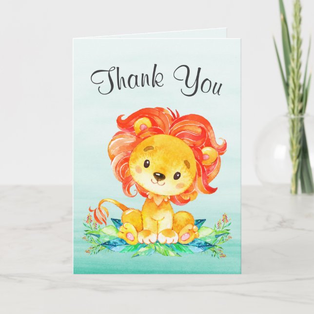 Watercolor Lion Thank You Card (Front)